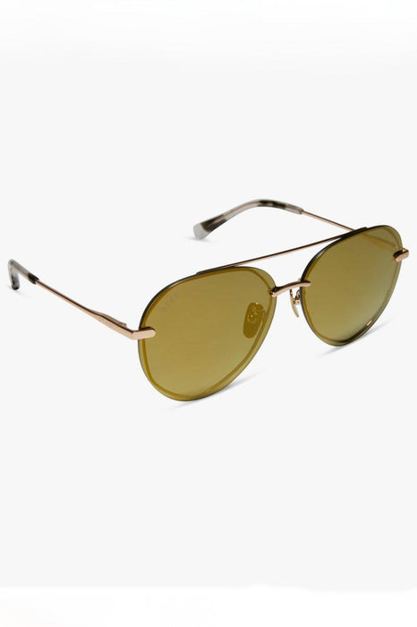 Diff Lenox Brushed Gold Moss Mirror Polarized Sunglasses