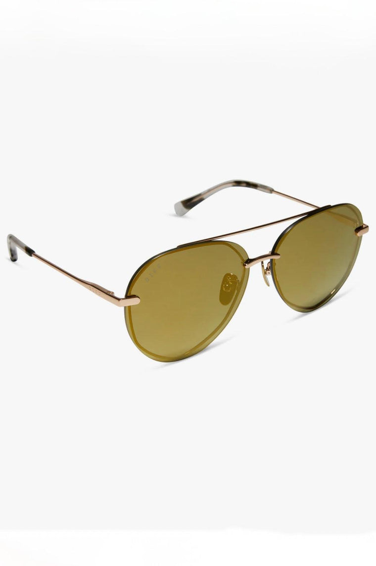 Diff Lenox Brushed Gold Moss Mirror Polarized Sunglasses