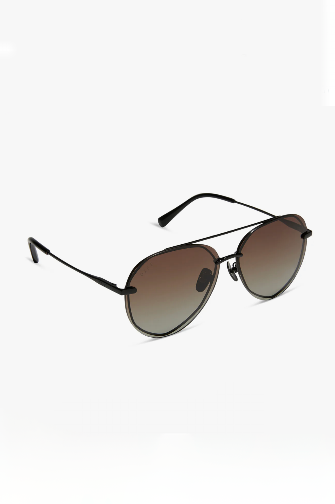 Diff Lenox Black Temple Tips Brown Gradient Polarized Sunglasses