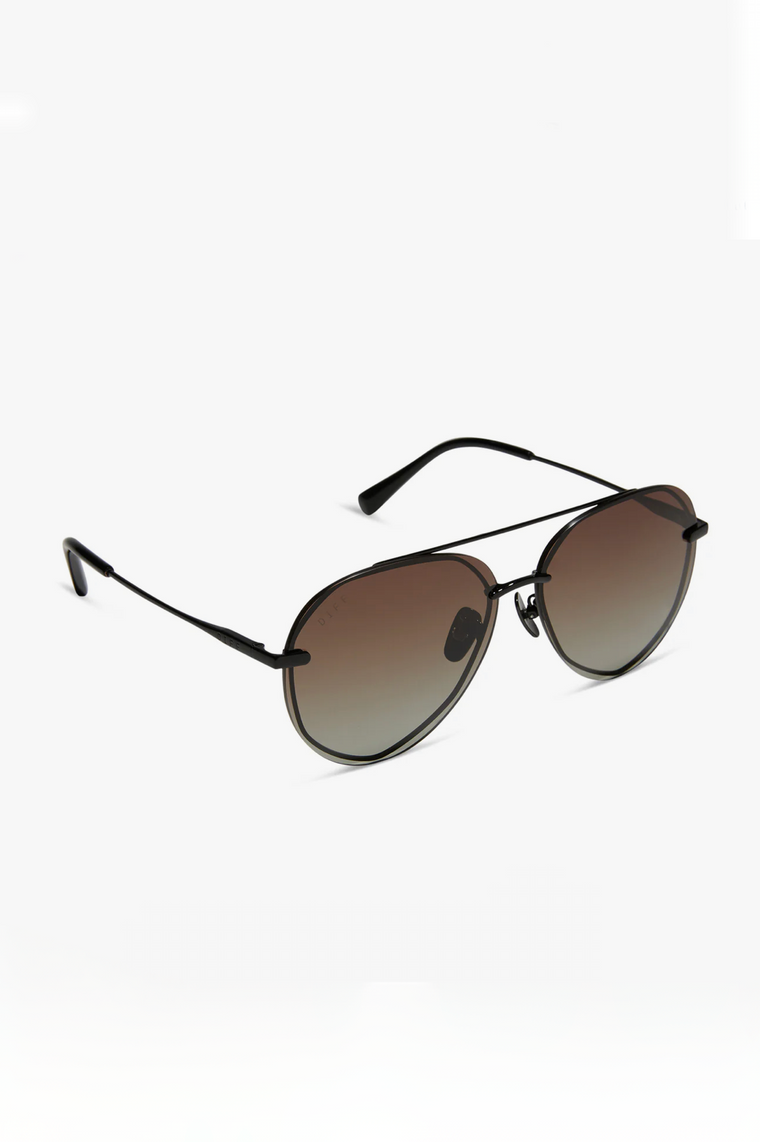 Diff Lenox Black Temple Tips Brown Gradient Polarized Sunglasses