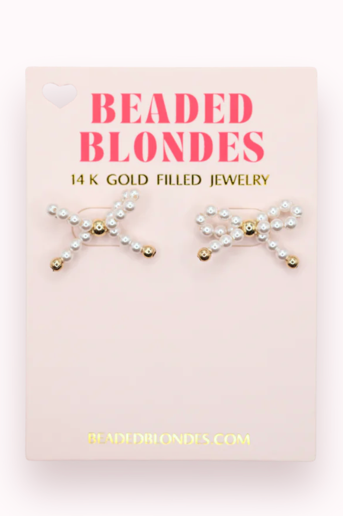 Pearl Bow Bead Earrings