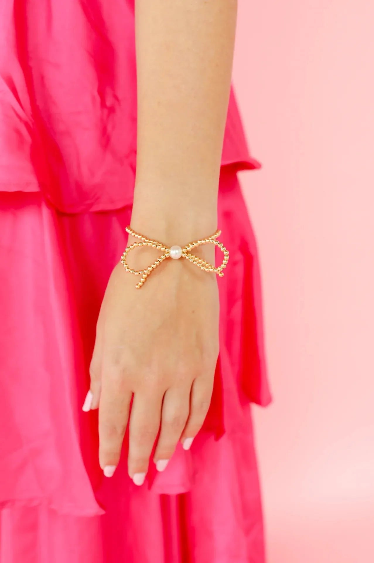 14k Filled Gold Bow Bead Bracelet