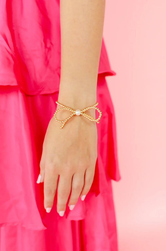 14k Filled Gold Bow Bead Bracelet