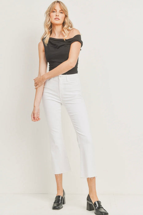 Hottest Crop Flare Jeans White