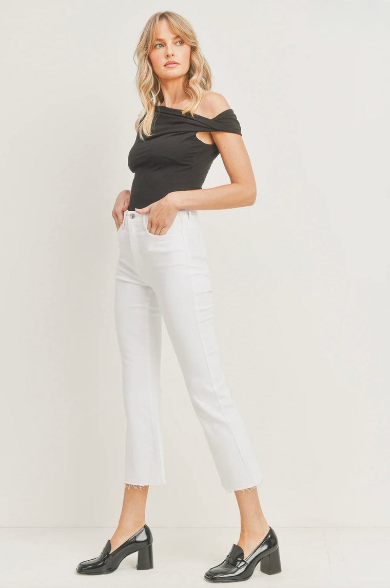Hottest Crop Flare Jeans White