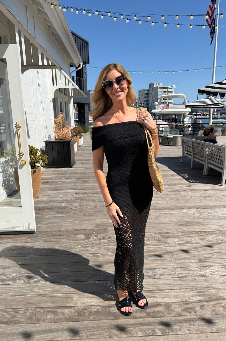Picturesque Crochet Dress Black