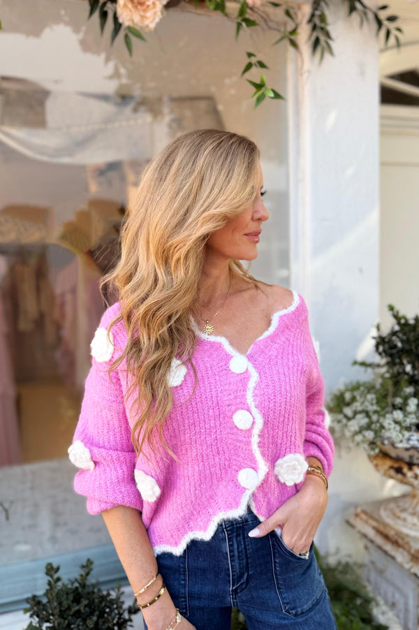 Camellia Cardigan Sweater Pink