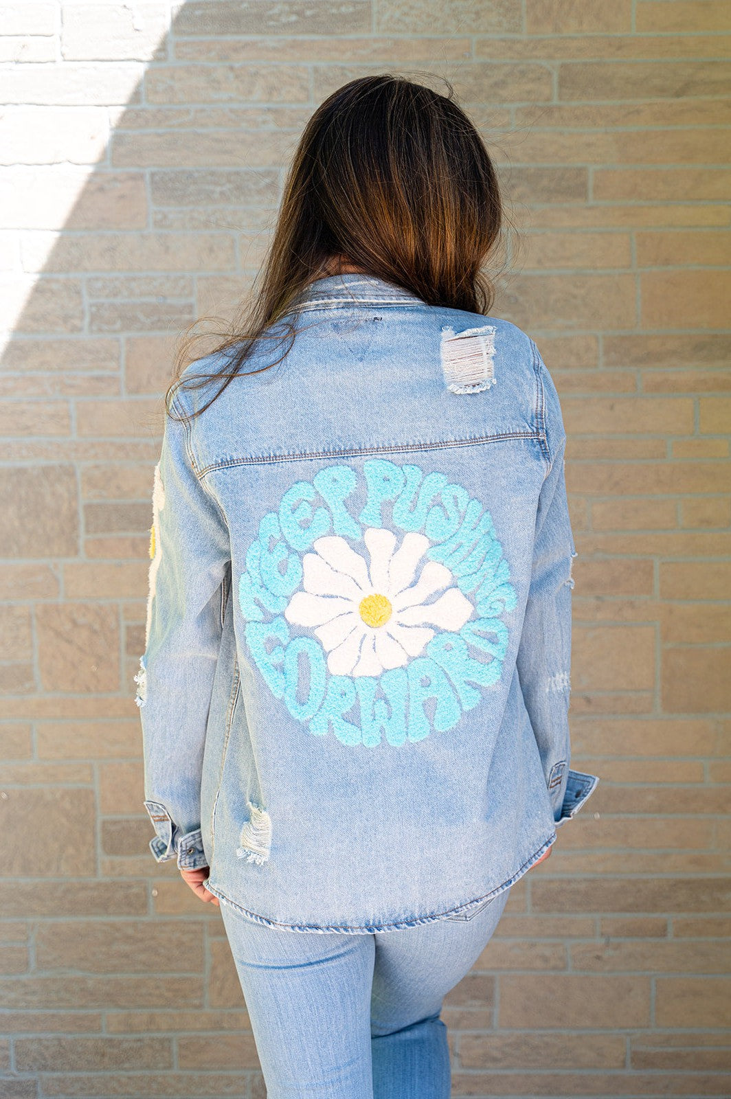 Keep Pushing Forward Denim Jacket