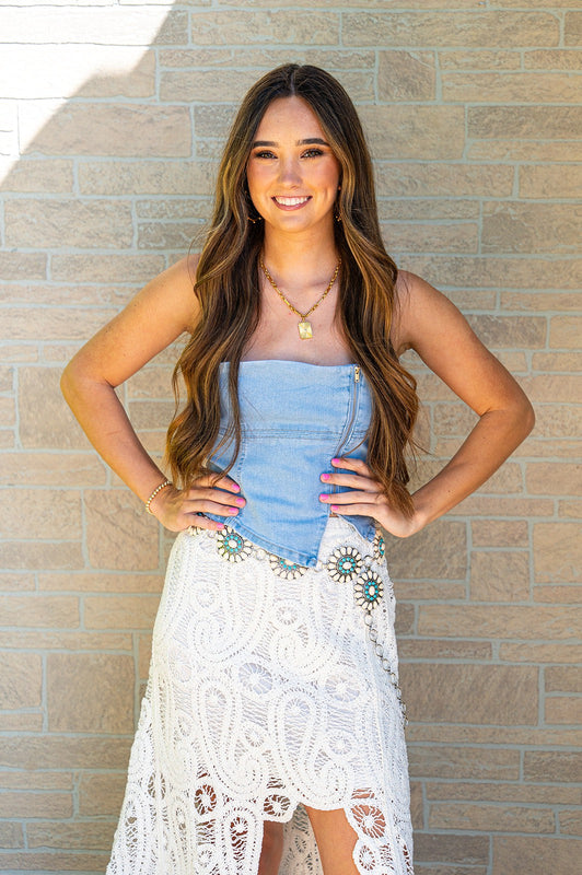 Carly Denim Tube Top – Sunshine Girls Boutique