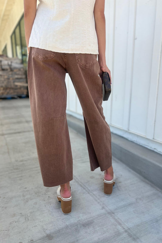 Barrel Jeans with Seams Vintage Espresso