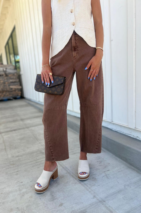 Barrel Jeans with Seams Vintage Espresso