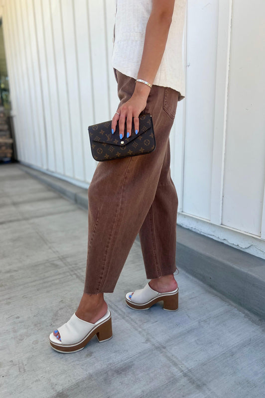 Barrel Jeans with Seams Vintage Espresso
