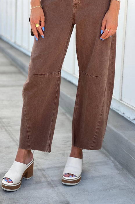 Barrel Jeans with Seams Vintage Espresso