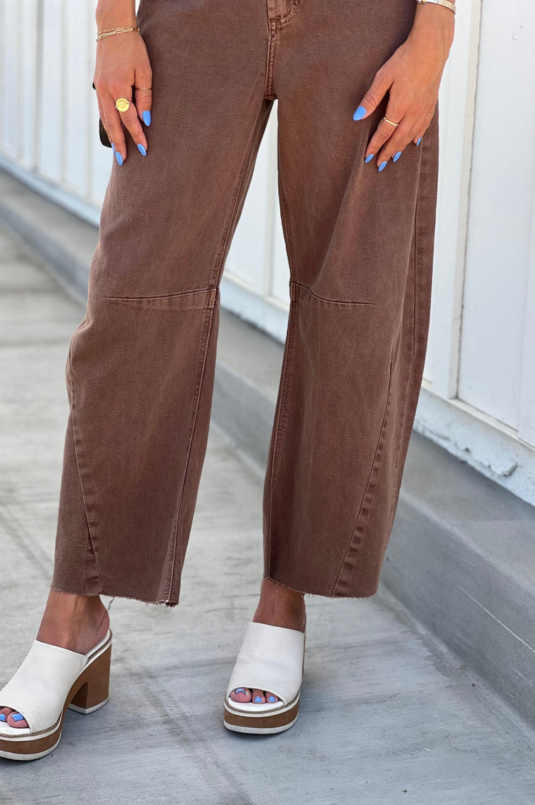 Barrel Jeans with Seams Vintage Espresso