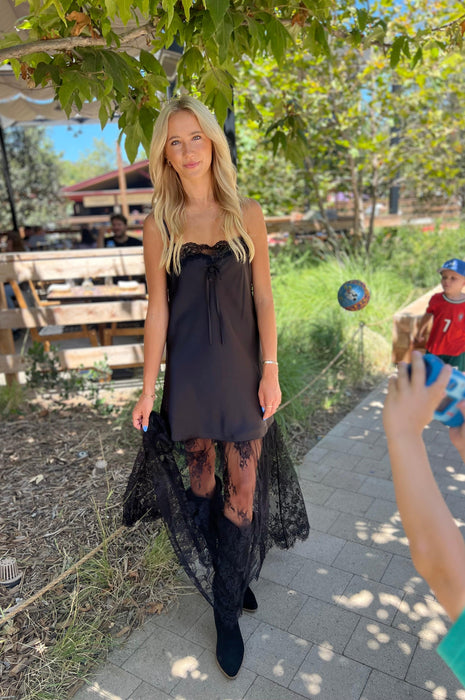 Show Me Your Mumu Celine Dress Black Luxe Satin