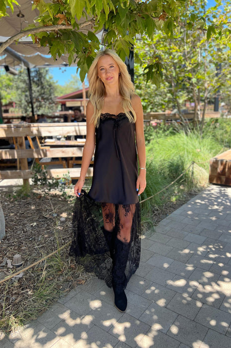 Show Me Your Mumu Celine Dress Black Luxe Satin