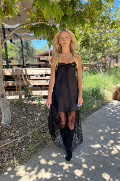 Show Me Your Mumu Celine Dress Black Luxe Satin