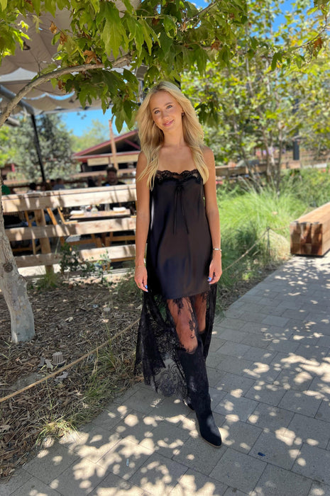 Show Me Your Mumu Celine Dress Black Luxe Satin