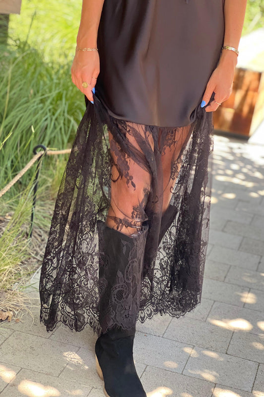Show Me Your Mumu Celine Dress Black Luxe Satin