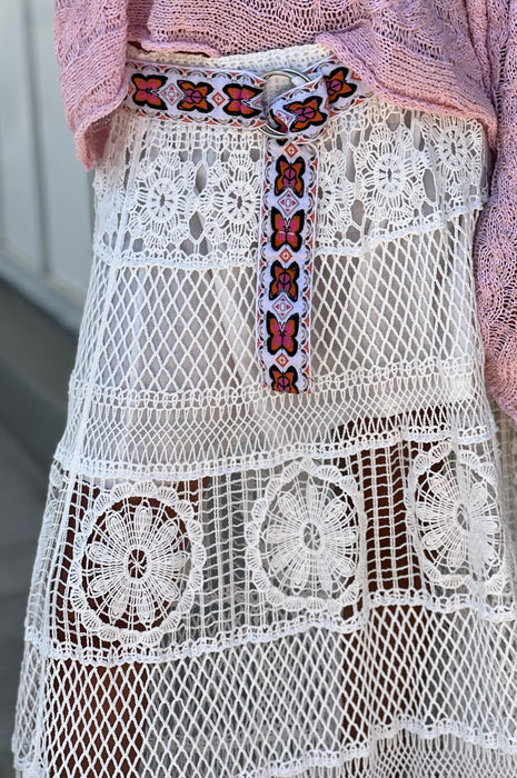 Arissa Crochet Long Flare Elastic Waist Band Skirts