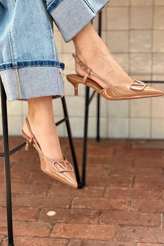 Clementine Kitten Heels Camel