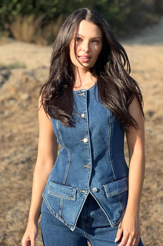 Show Me Your Mumu Midland Vest Deep Well Indigo