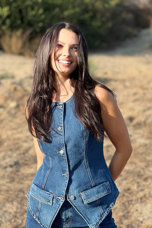 Show Me Your Mumu Midland Vest Deep Well Indigo