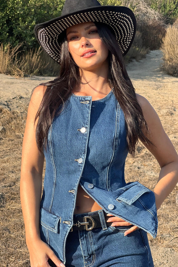 Show Me Your Mumu Midland Vest Deep Well Indigo