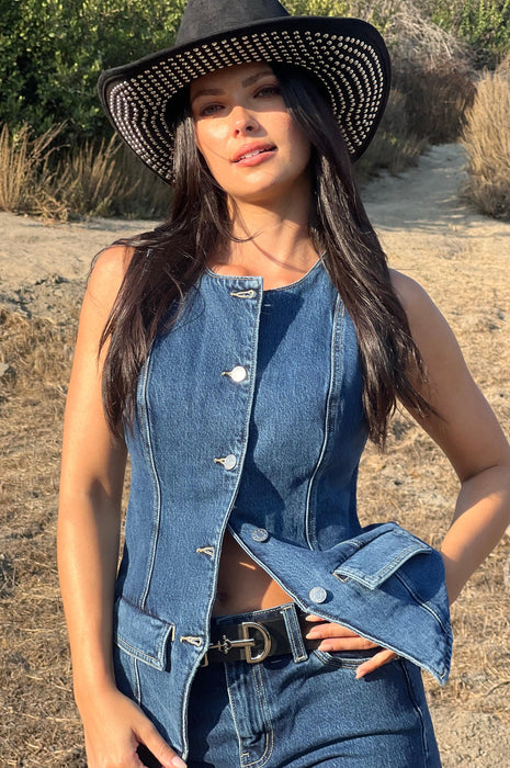 Show Me Your Mumu Midland Vest Deep Well Indigo