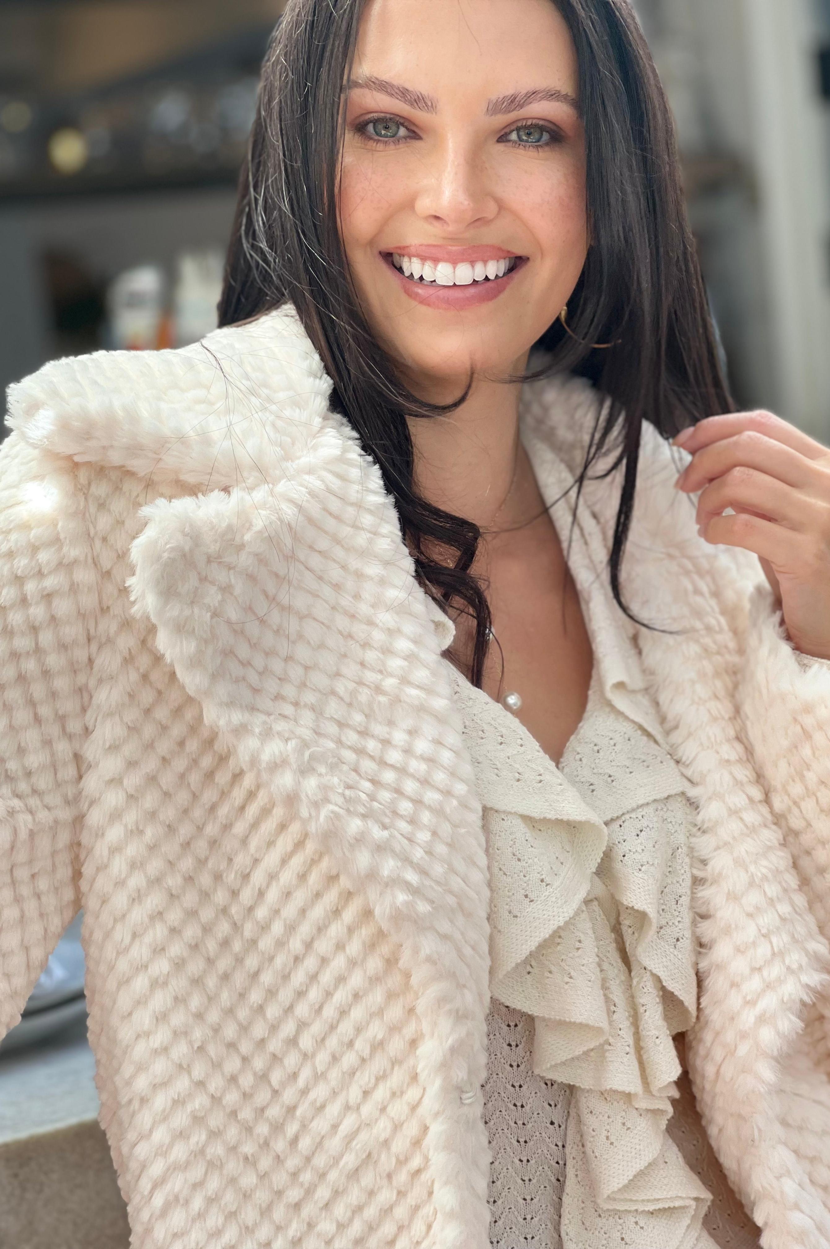Cameron Textured Faux Fur Jacket Cream