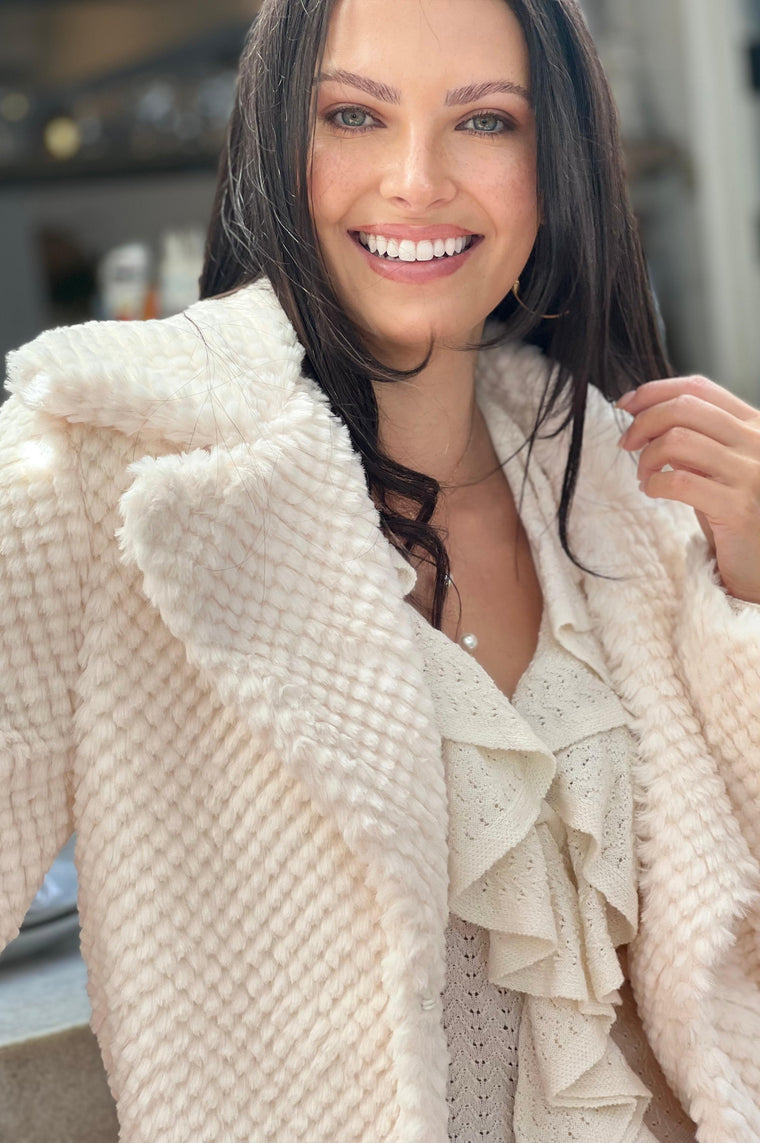 Cameron Textured Faux Fur Jacket Cream