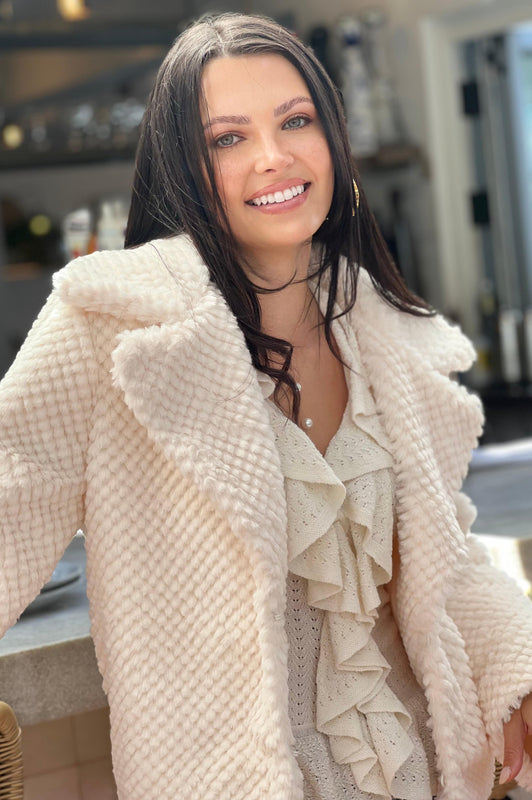 Cameron Textured Faux Fur Jacket Cream