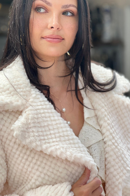 Cameron Textured Faux Fur Jacket Cream