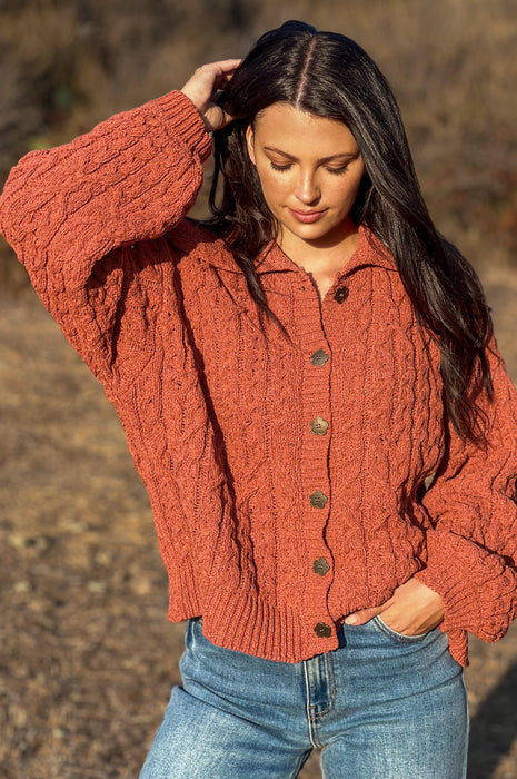 Autumn Crochet Knit Sweater Burnt Topaz
