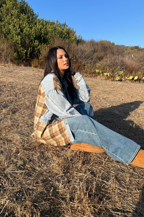Espresso Frap Washed Denim Plaid Shirt