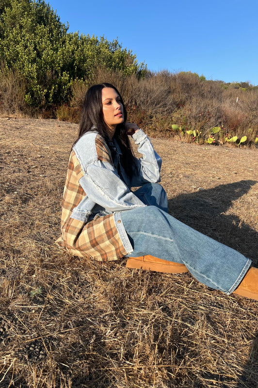 Espresso Frap Washed Denim Plaid Shirt