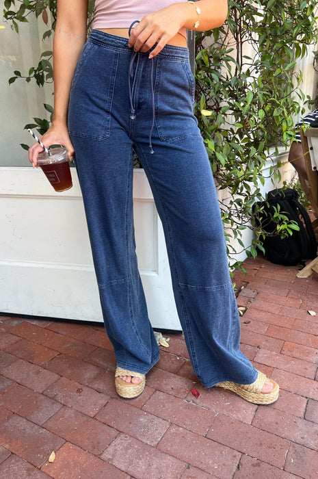 Soft Knit Washed Denim Pants