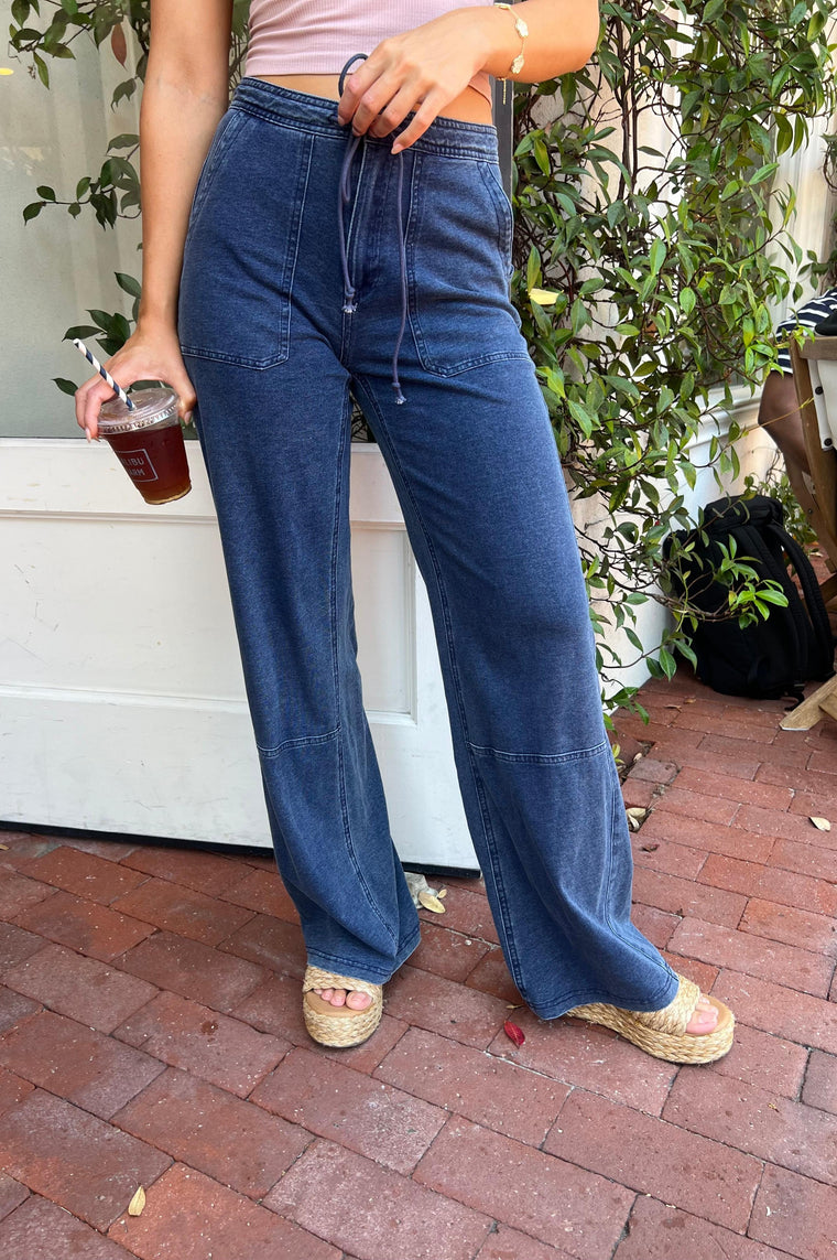 Soft Knit Washed Denim Pants