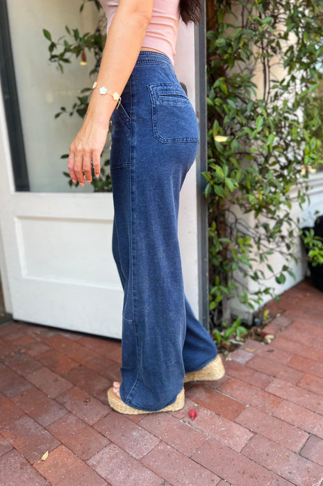 Soft Knit Washed Denim Pants