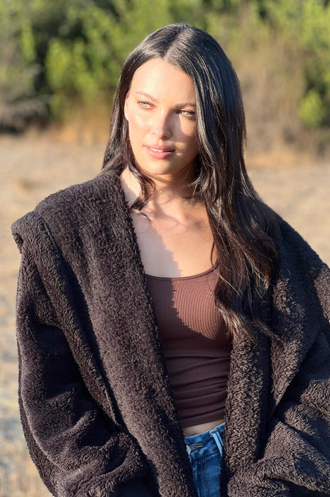 Cozy Times Fur Open Jacket Black