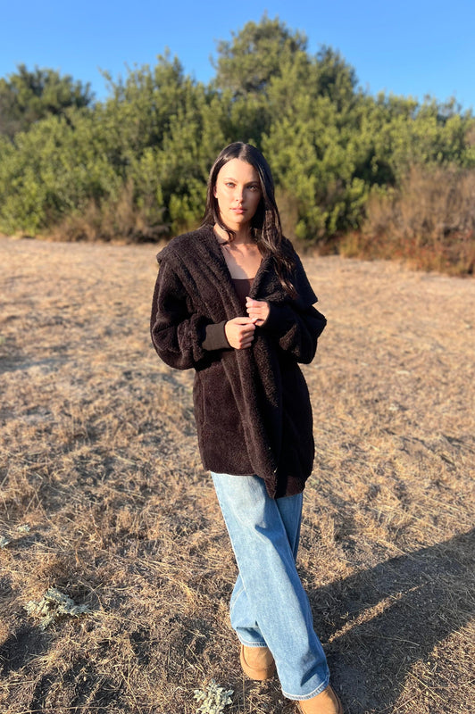 Cozy Times Fur Open Jacket Black