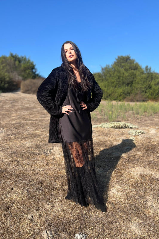 The Cays Textured Faux Fur Drape Coat