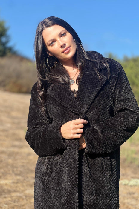 The Cays Textured Faux Fur Drape Coat