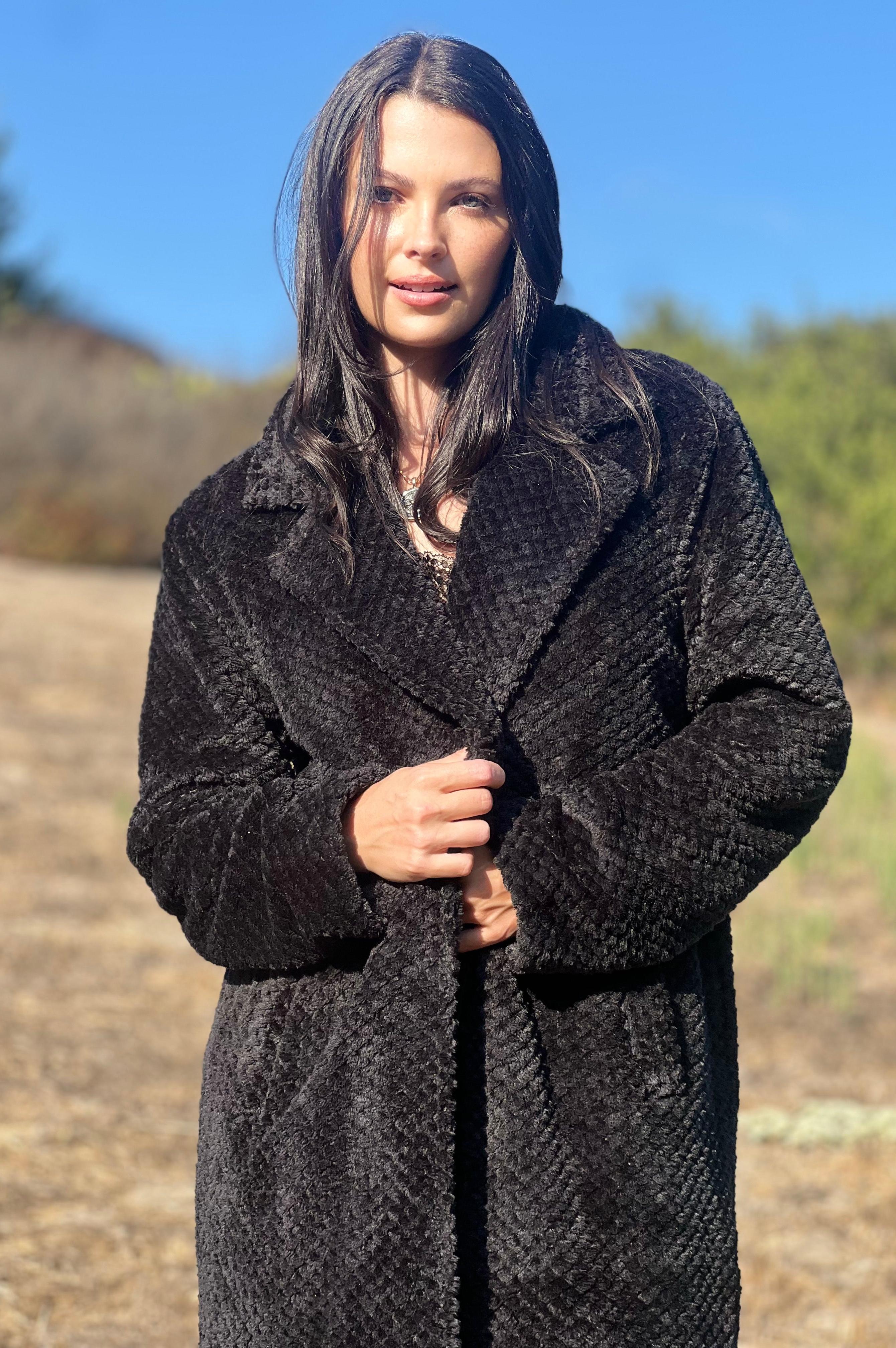 The Cays Textured Faux Fur Drape Coat