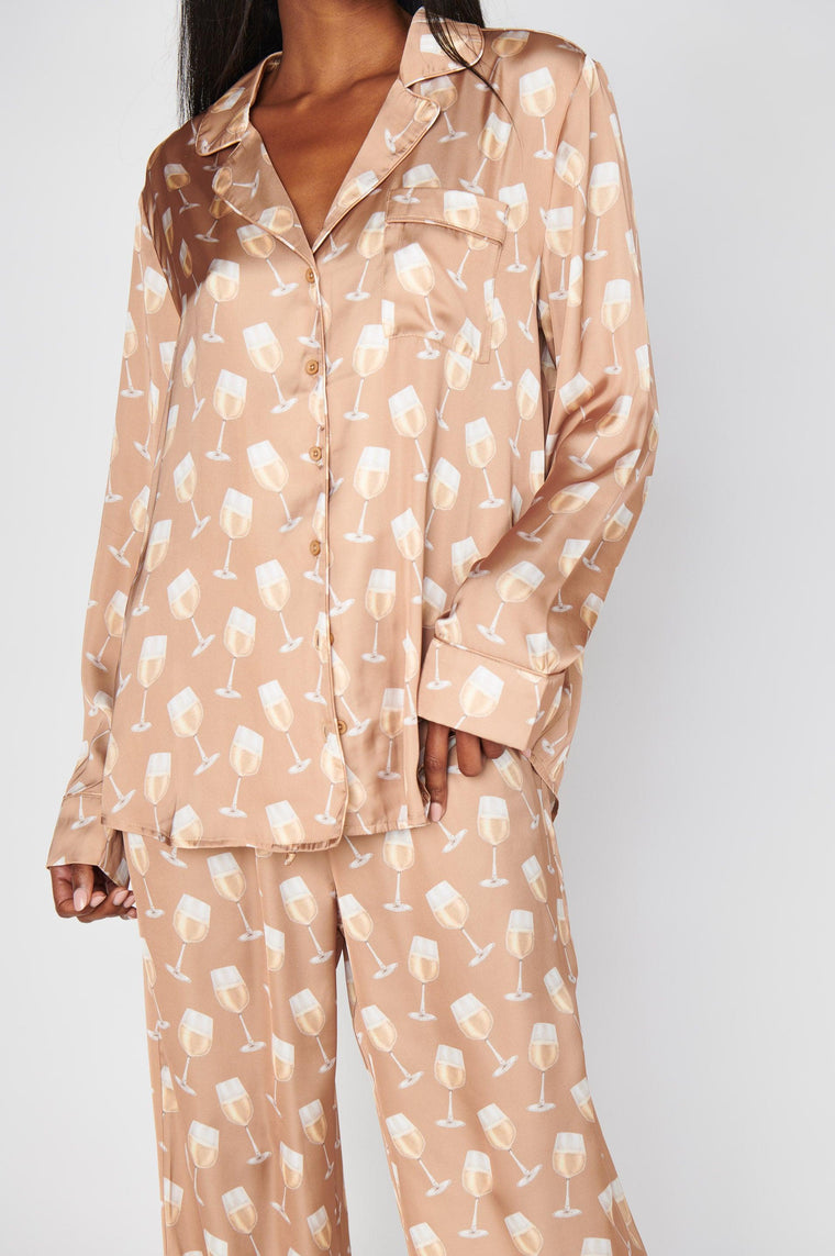 Show Me Your Mumu Silky White Wine Pajamas