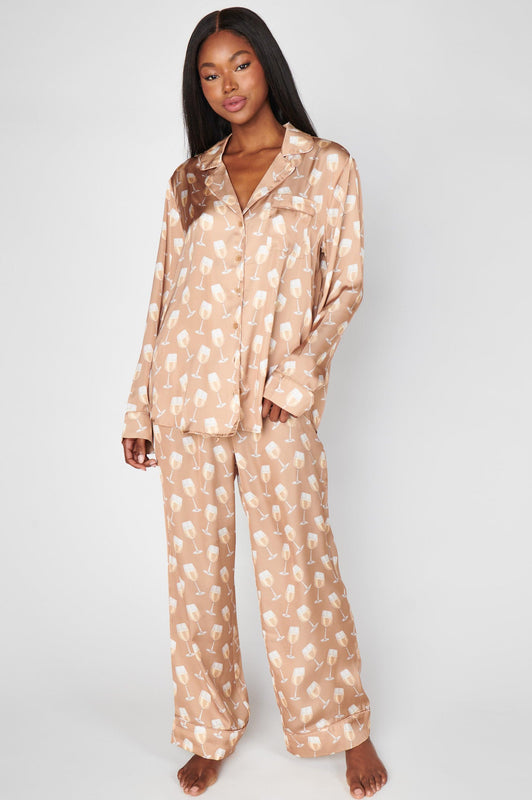 Show Me Your Mumu Silky White Wine Pajamas