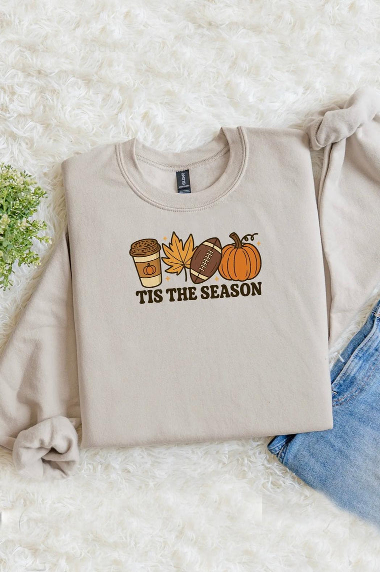 Tis The Season Cozy Pumpkin Spice Football Sweatshirt