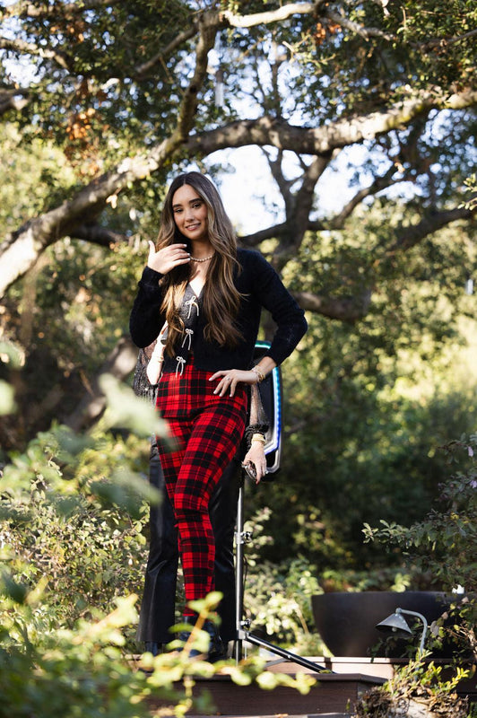 Holiday Plaid Leggings Red