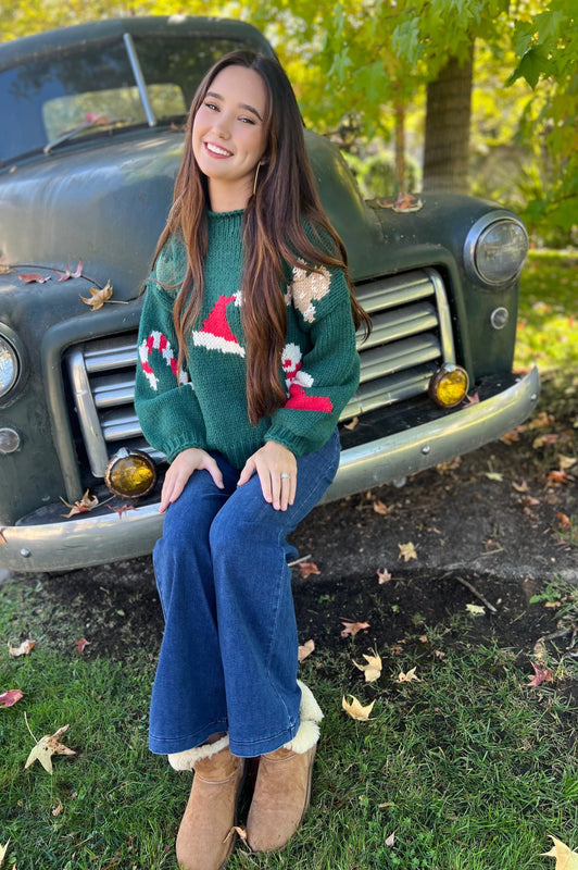 Reindeer Cheer Green Sweater