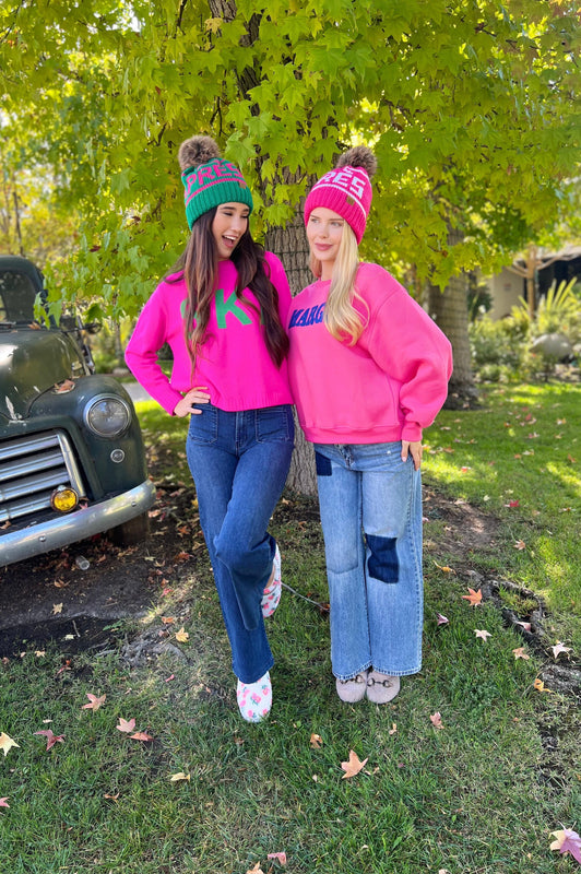 SKI Sweater Pink Green